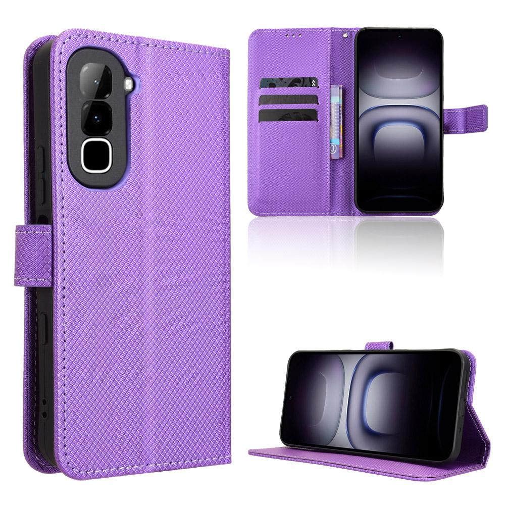 For Infinix Hot 70 4G Diamond Texture Leather Phone Case - Purple - EDA004691844E