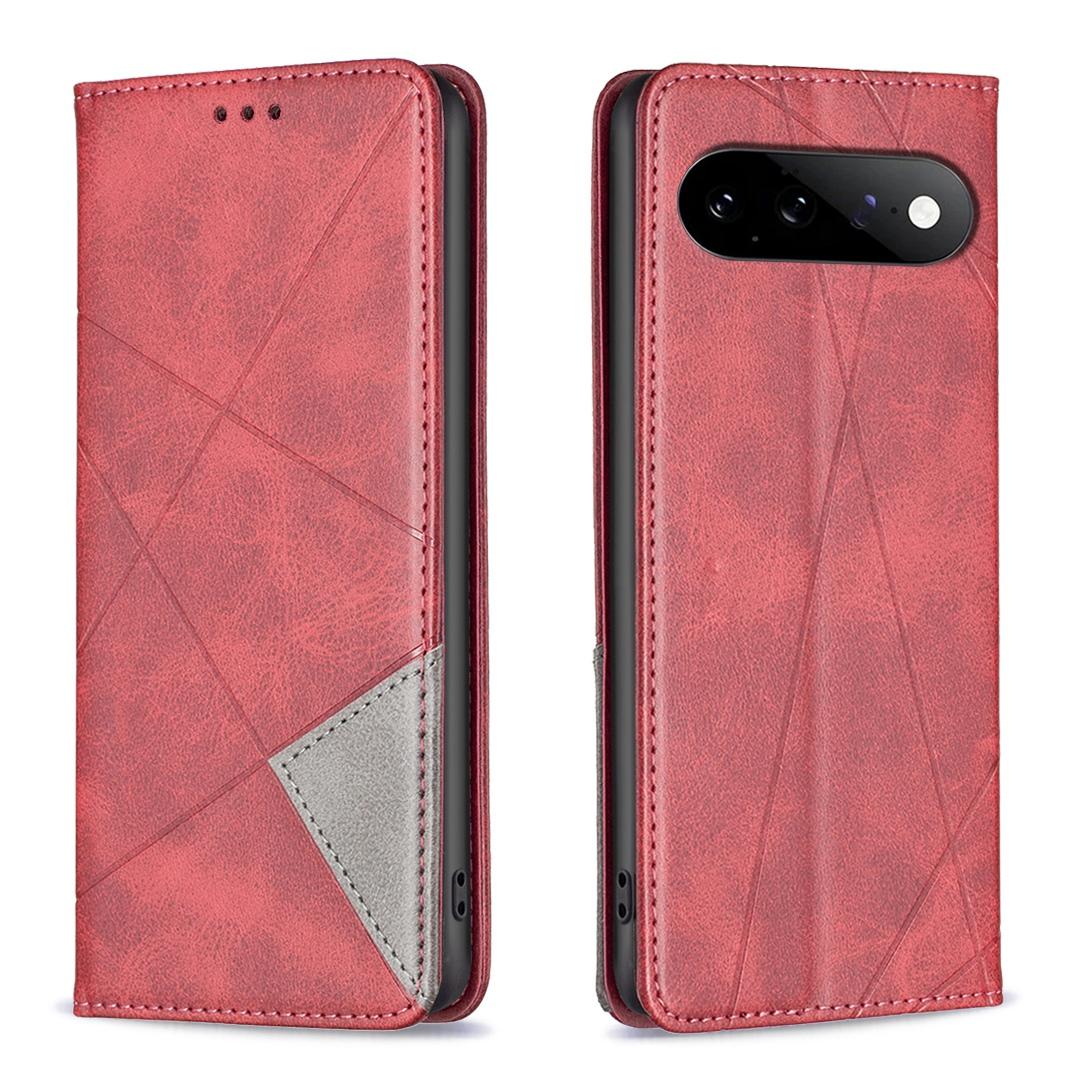 For Google Pixel 11 / 11 Pro Rhombus Texture Magnetic Leather Phone Case - Red - EDA004698405A