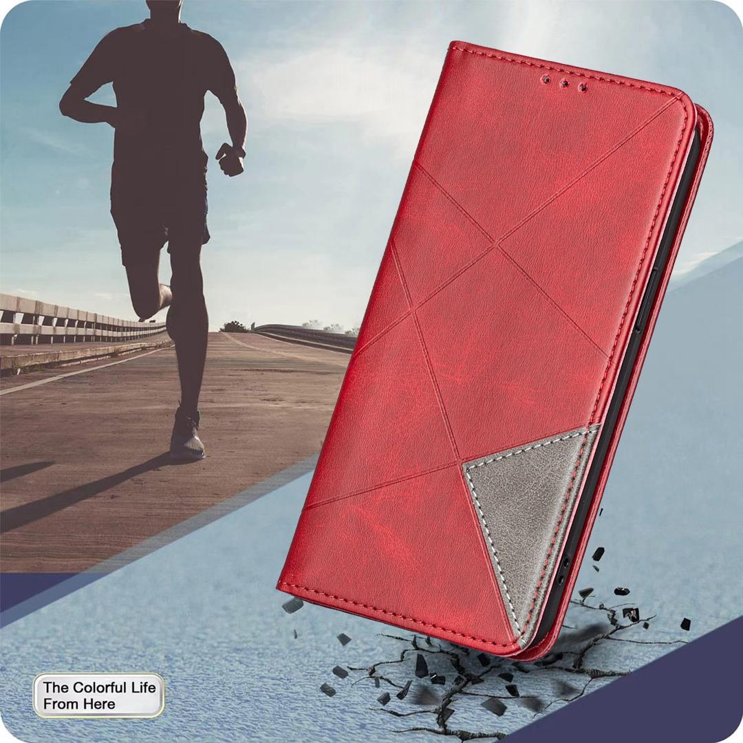 For Google Pixel 11 / 11 Pro Rhombus Texture Magnetic Leather Phone Case - Red - EDA004698405A