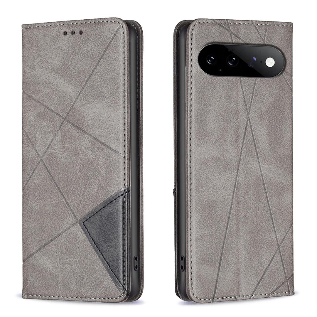 For Google Pixel 11 / 11 Pro Rhombus Texture Magnetic Leather Phone Case - Grey - EDA004698405C