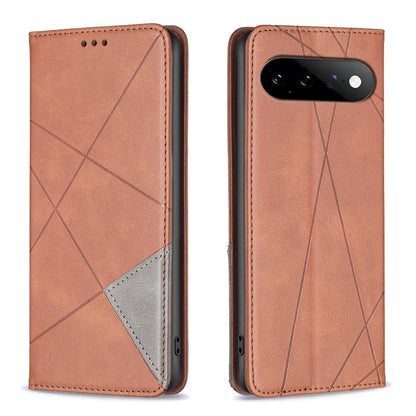 For Google Pixel 11 / 11 Pro Rhombus Texture Magnetic Leather Phone Case - Brown - EDA004698405D