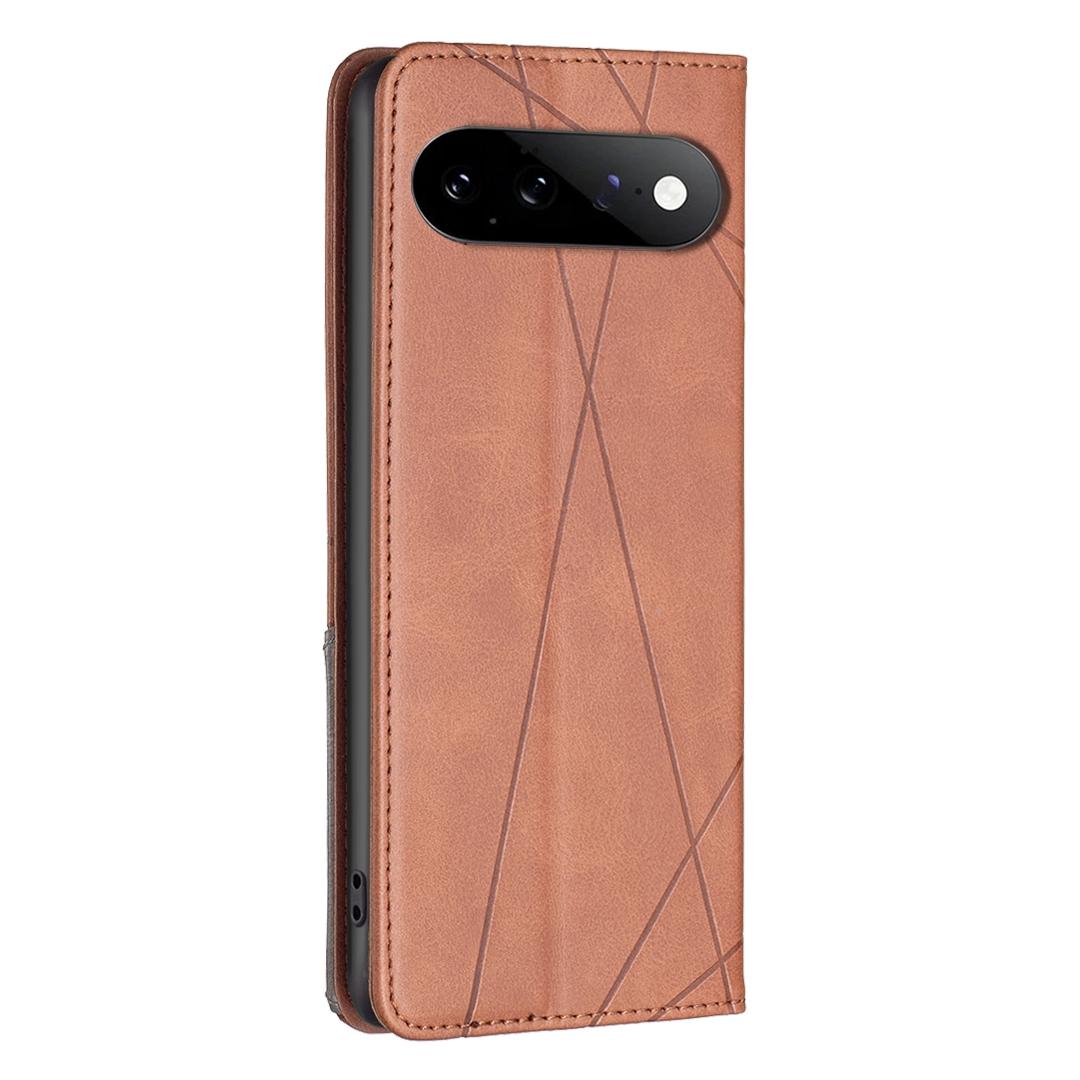For Google Pixel 11 / 11 Pro Rhombus Texture Magnetic Leather Phone Case - Brown - EDA004698405D