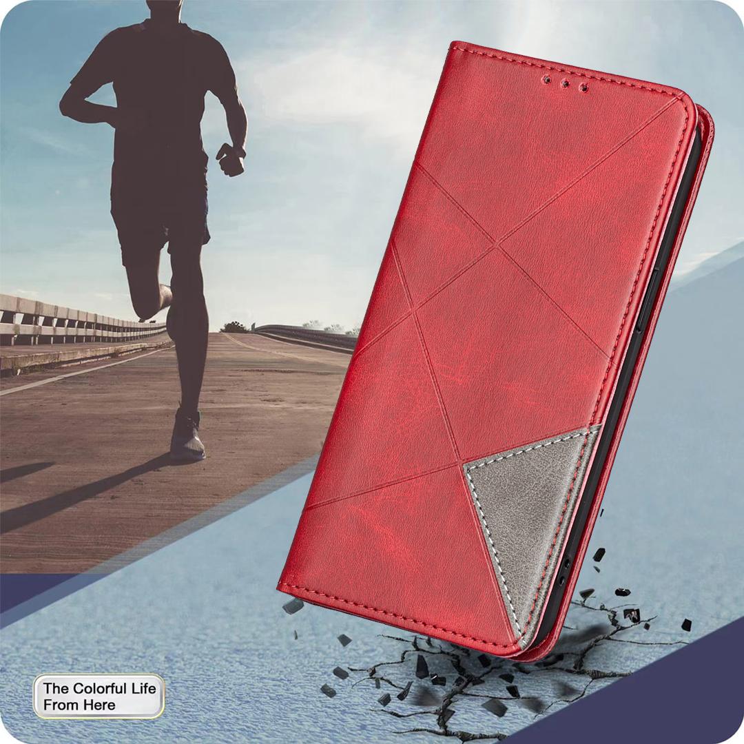 For Google Pixel 11a Rhombus Texture Magnetic Leather Phone Case - Red - EDA004698406A