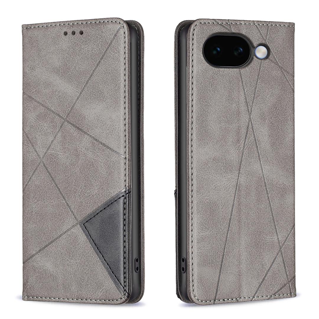 For Google Pixel 11a Rhombus Texture Magnetic Leather Phone Case - Grey - EDA004698406C