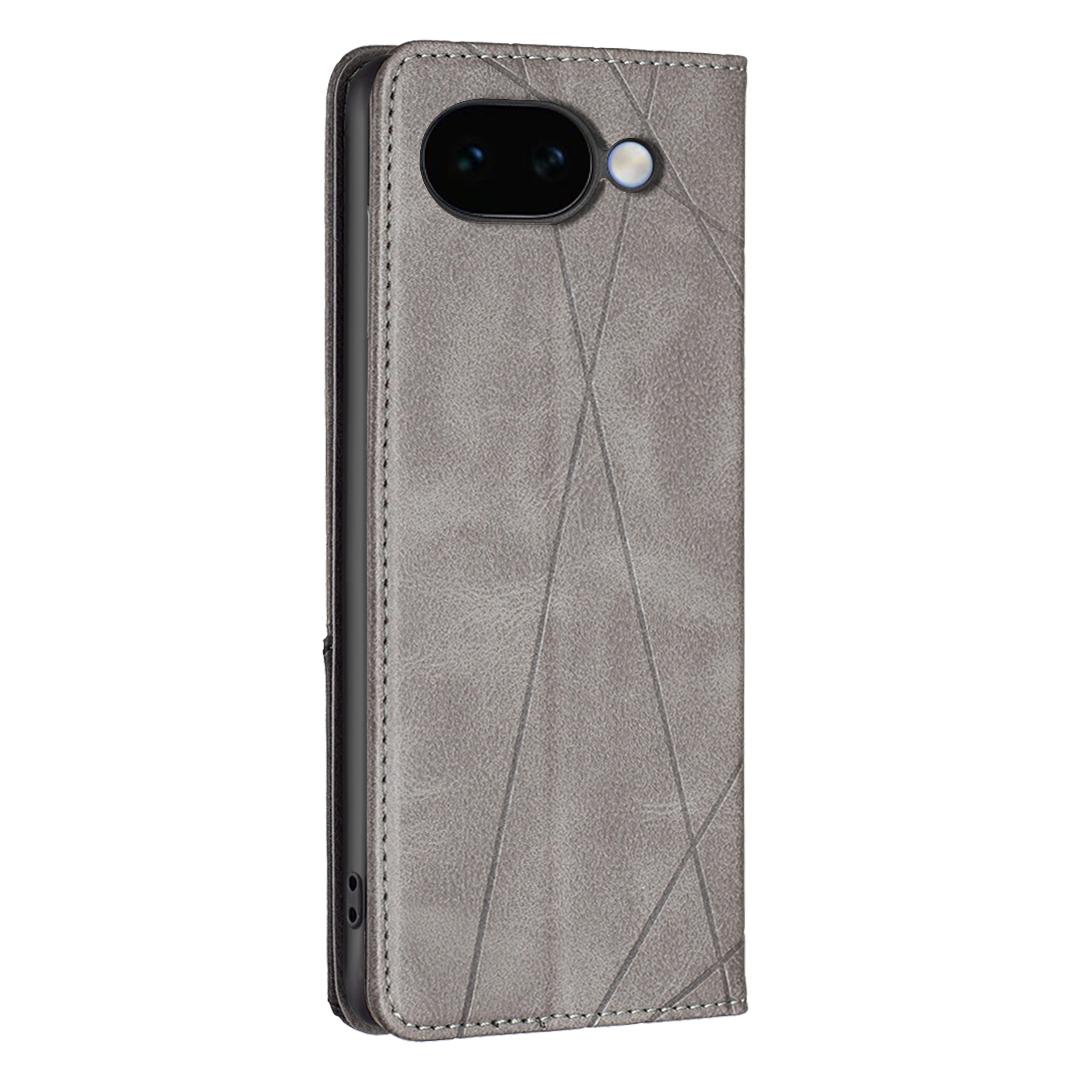 For Google Pixel 11a Rhombus Texture Magnetic Leather Phone Case - Grey - EDA004698406C