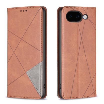 For Google Pixel 11a Rhombus Texture Magnetic Leather Phone Case - Brown - EDA004698406D