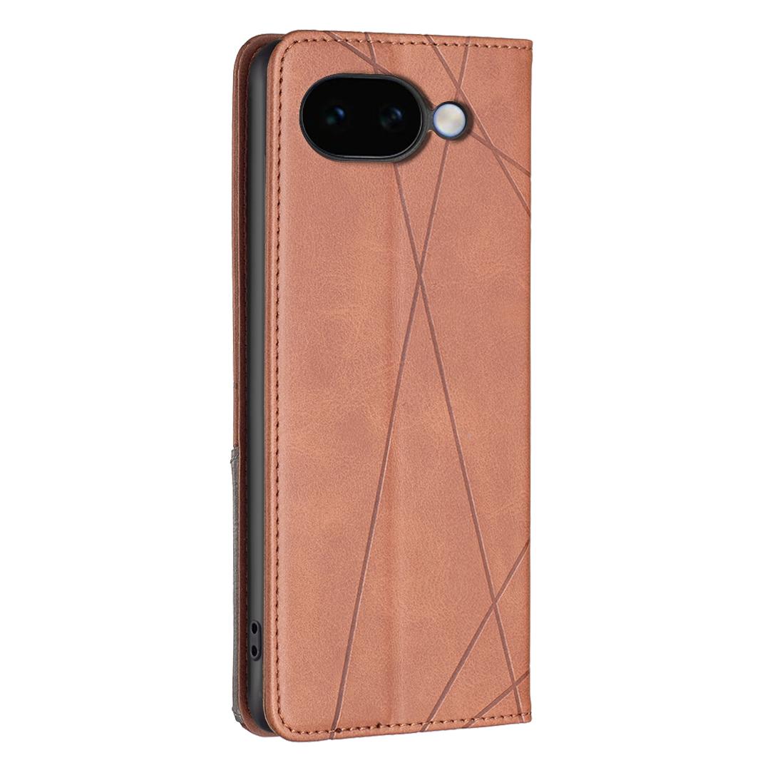 For Google Pixel 11a Rhombus Texture Magnetic Leather Phone Case - Brown - EDA004698406D