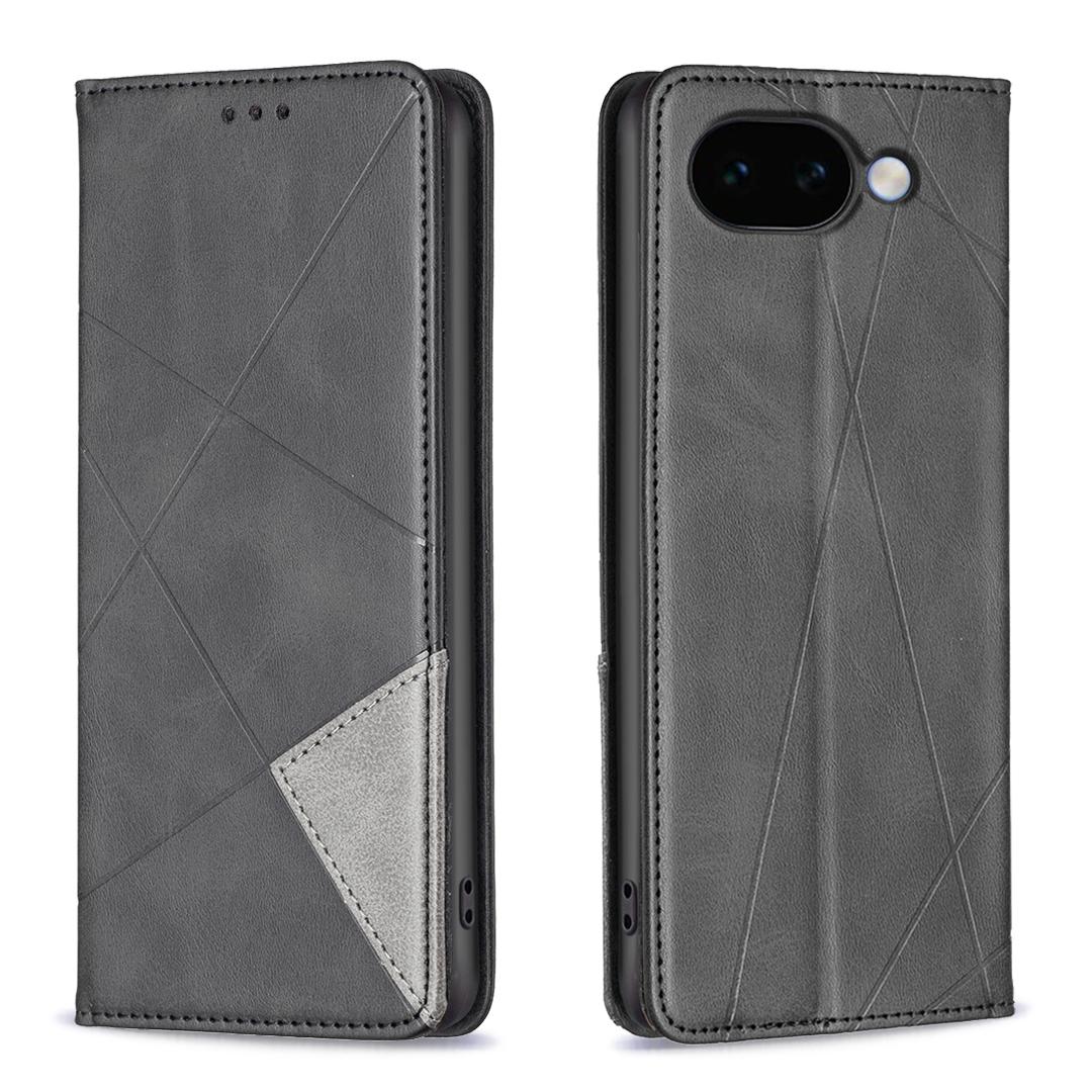 For Google Pixel 11a Rhombus Texture Magnetic Leather Phone Case - Black - EDA004698406E
