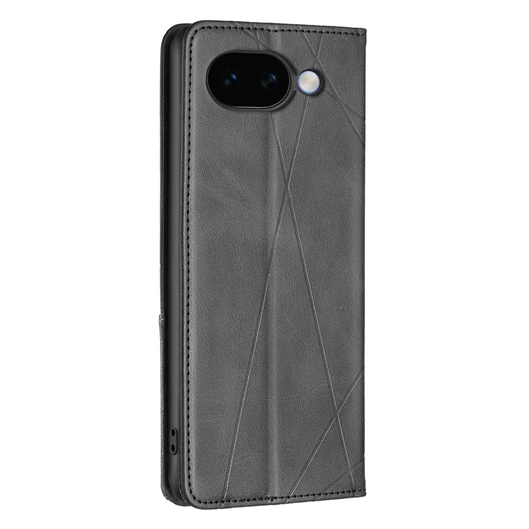 For Google Pixel 11a Rhombus Texture Magnetic Leather Phone Case - Black - EDA004698406E