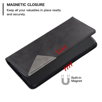 For Google Pixel 11a Rhombus Texture Magnetic Leather Phone Case - Black - EDA004698406E