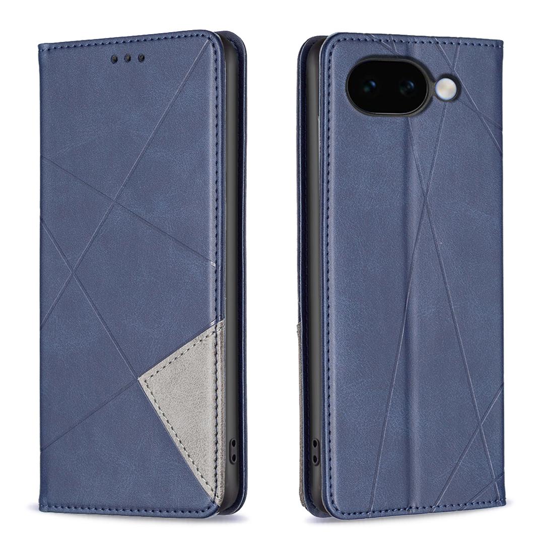 For Google Pixel 11a Rhombus Texture Magnetic Leather Phone Case - Blue - EDA004698406F