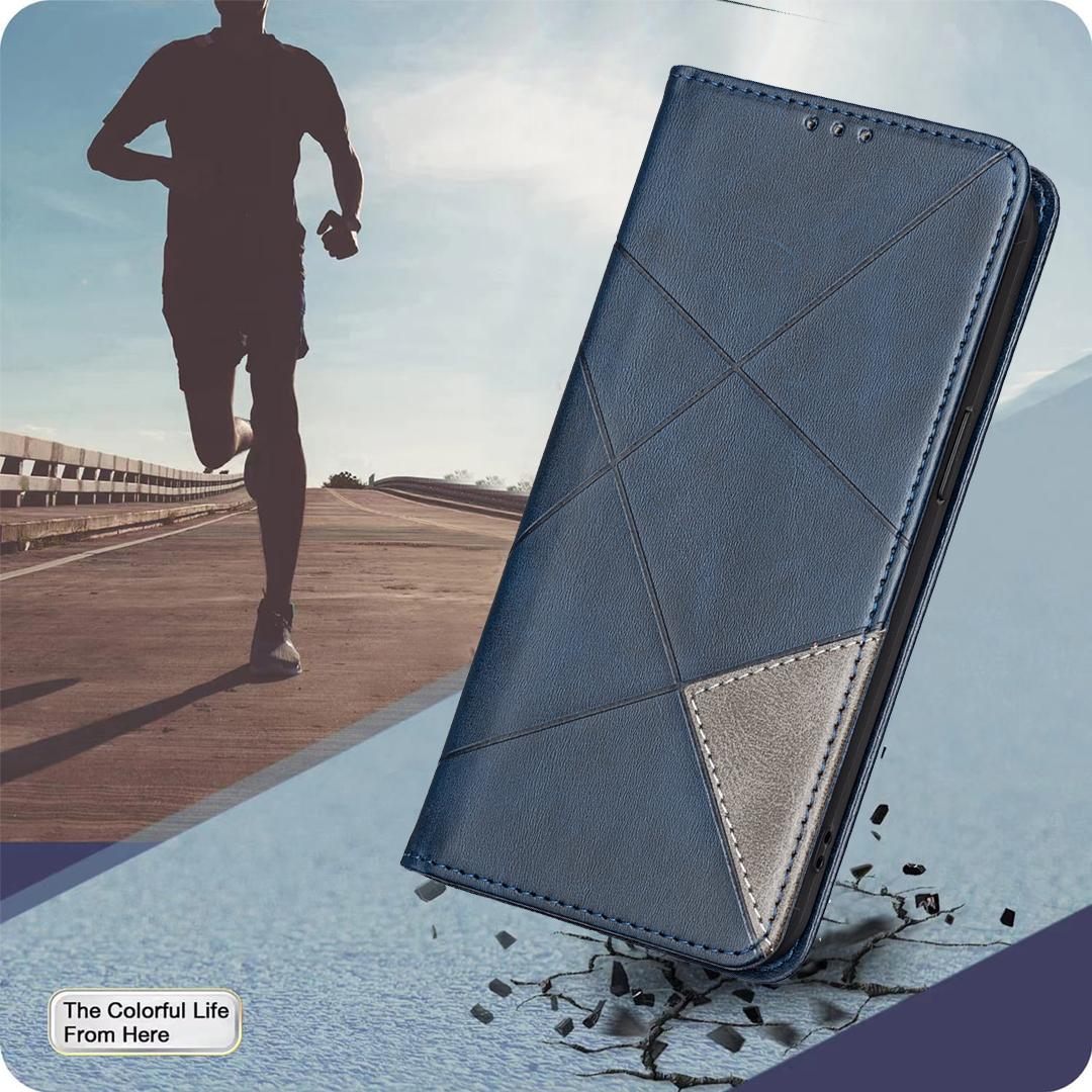 For Google Pixel 11a Rhombus Texture Magnetic Leather Phone Case - Blue - EDA004698406F
