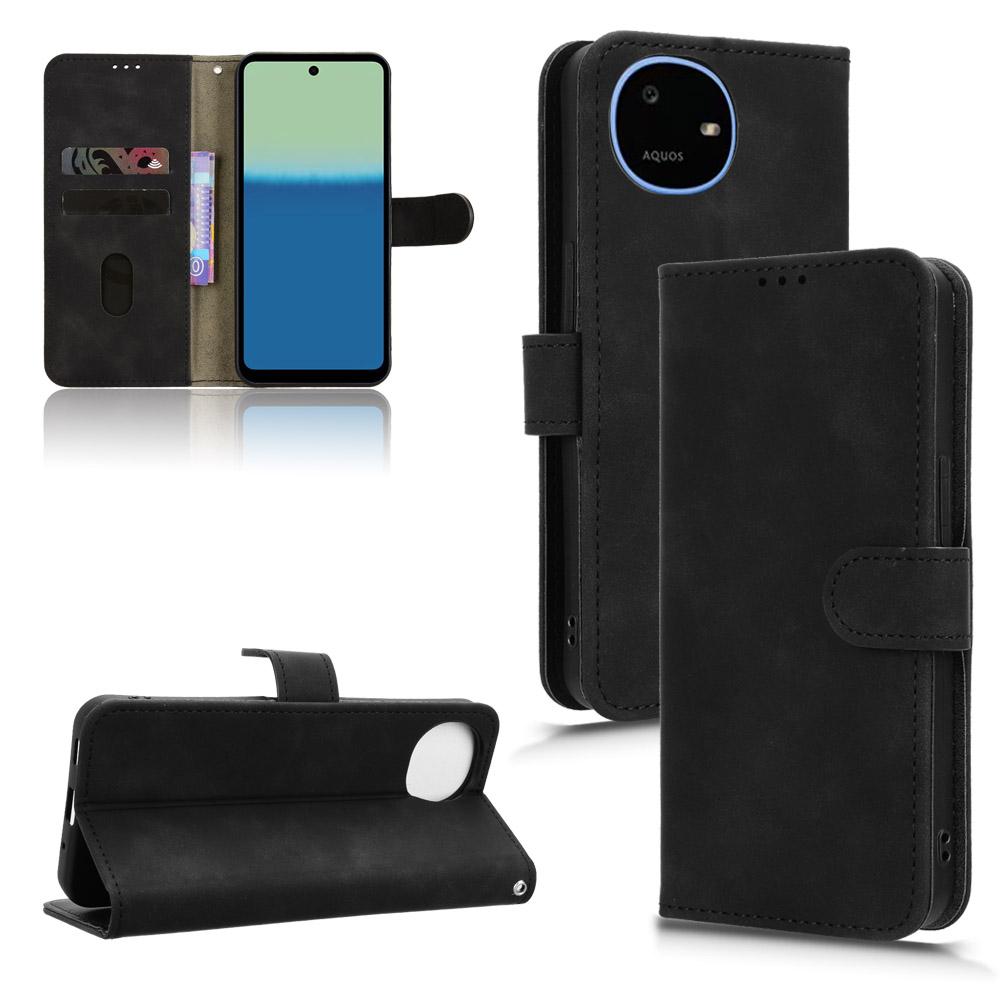 For Sharp Aquos wish6 Skin Feel Magnetic Flip Leather Phone Case(Black)