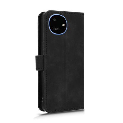 For Sharp Aquos wish6 Skin Feel Magnetic Flip Leather Phone Case(Black)