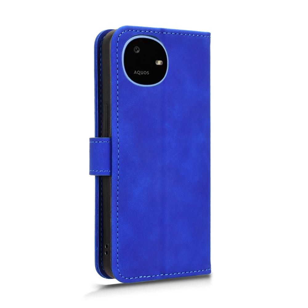 For Sharp Aquos wish6 Skin Feel Magnetic Flip Leather Phone Case(Blue)