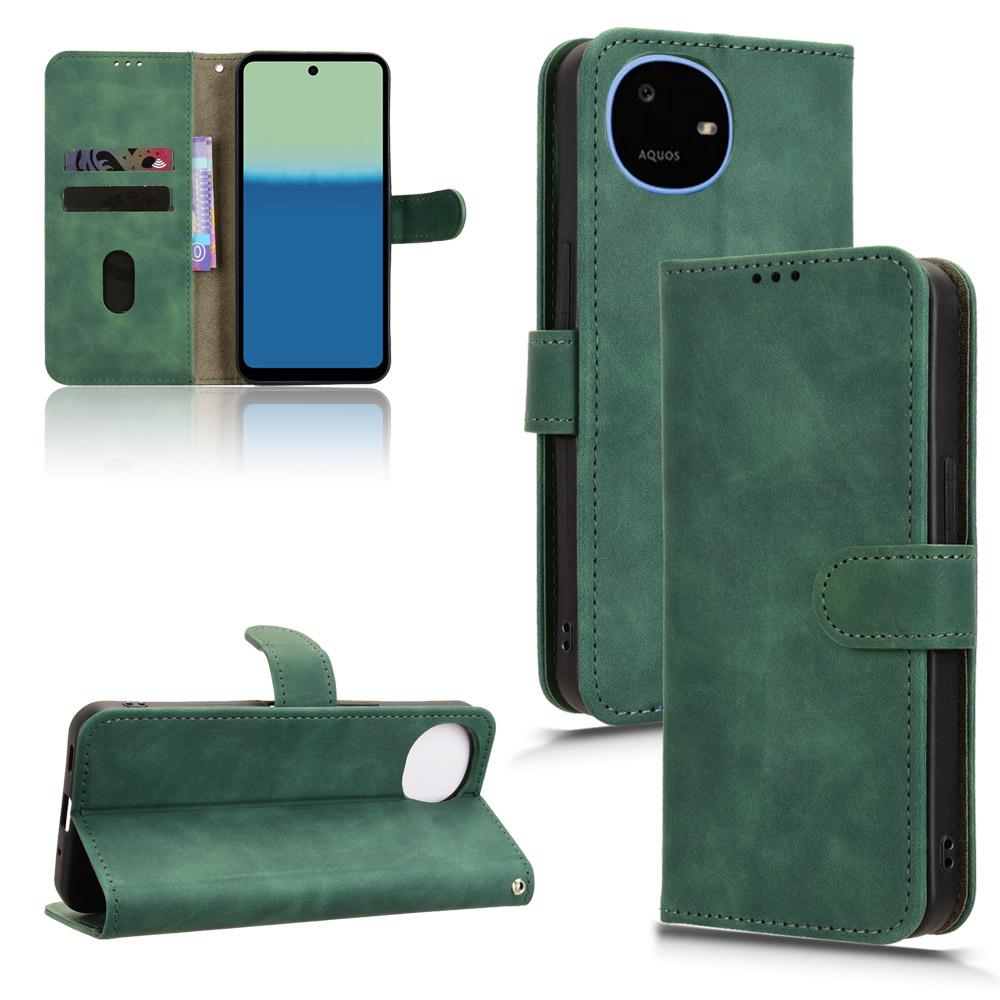 For Sharp Aquos wish6 Skin Feel Magnetic Flip Leather Phone Case(Green)