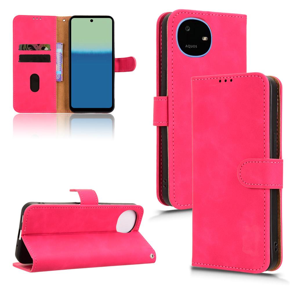 For Sharp Aquos wish6 Skin Feel Magnetic Flip Leather Phone Case(Rose Red)