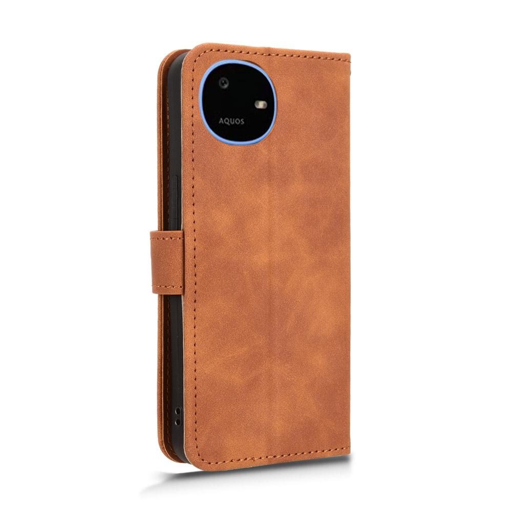 For Sharp Aquos wish6 Skin Feel Magnetic Flip Leather Phone Case(Brown)