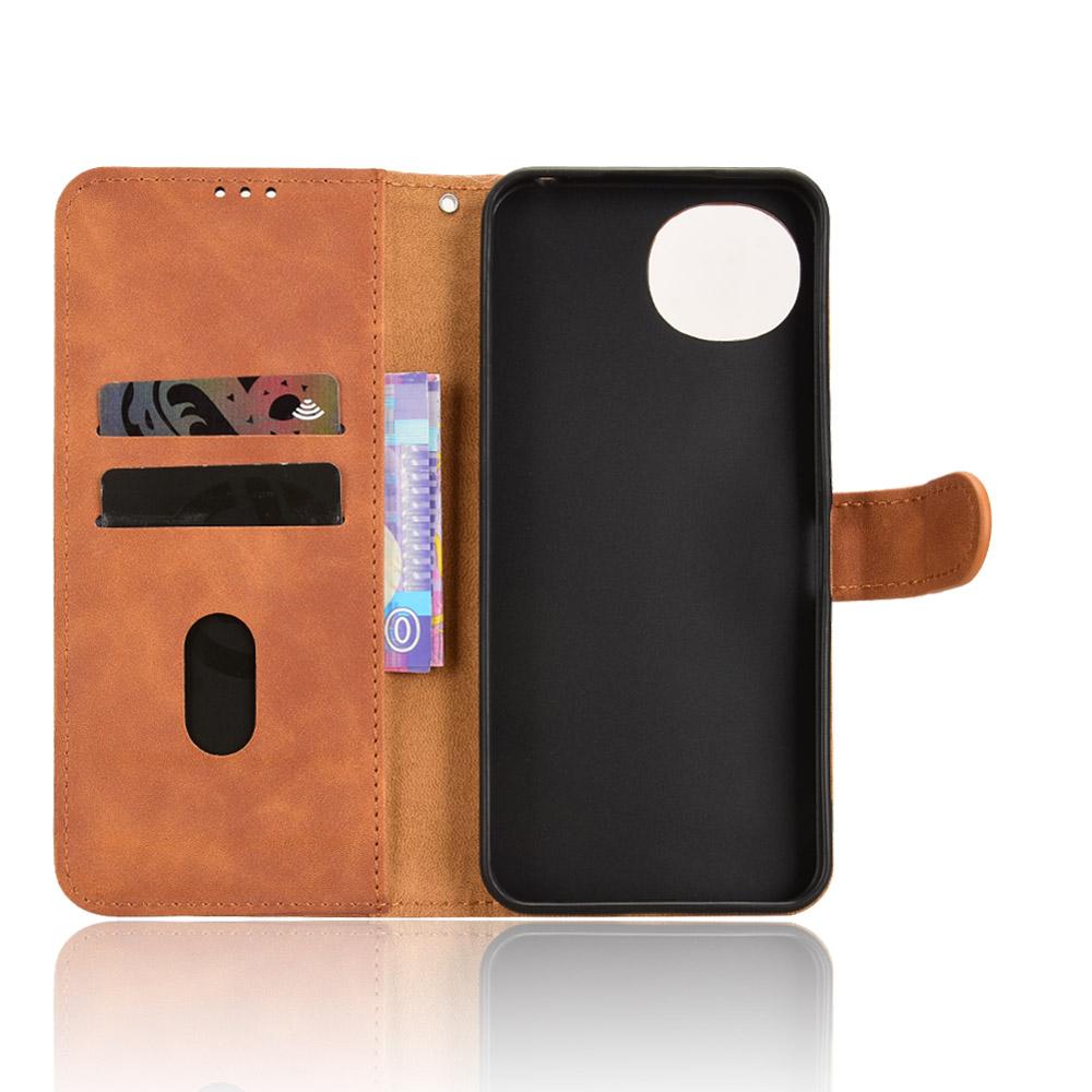 For Sharp Aquos wish6 Skin Feel Magnetic Flip Leather Phone Case(Brown)