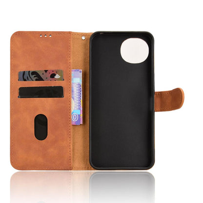 For Sharp Aquos wish6 Skin Feel Magnetic Flip Leather Phone Case(Brown)