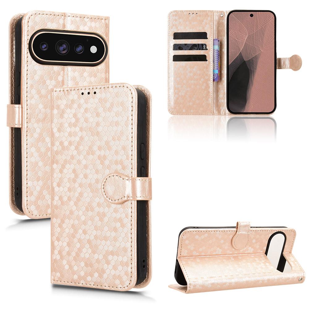 For Google Pixel 11 / 11 Pro Honeycomb Dot Texture Leather Phone Case - Gold - EDA004738710B