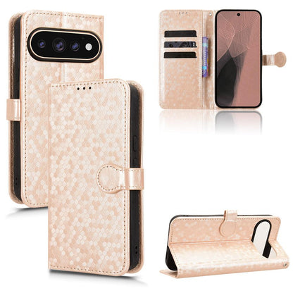 For Google Pixel 11 / 11 Pro Honeycomb Dot Texture Leather Phone Case - Gold - EDA004738710B