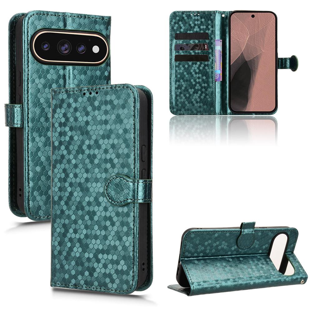 For Google Pixel 11 / 11 Pro Honeycomb Dot Texture Leather Phone Case - Green - EDA004738710D