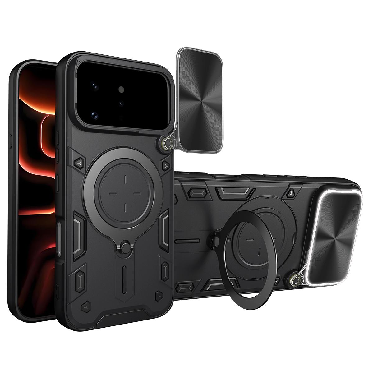 For Infinix Note 60 Ultra 5G CD Texture Sliding Camshield Magnetic Holder Phone Case - Black - EDA004742718B