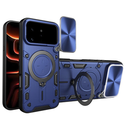 For Infinix Note 60 Ultra 5G CD Texture Sliding Camshield Magnetic Holder Phone Case - Blue - EDA004742718D