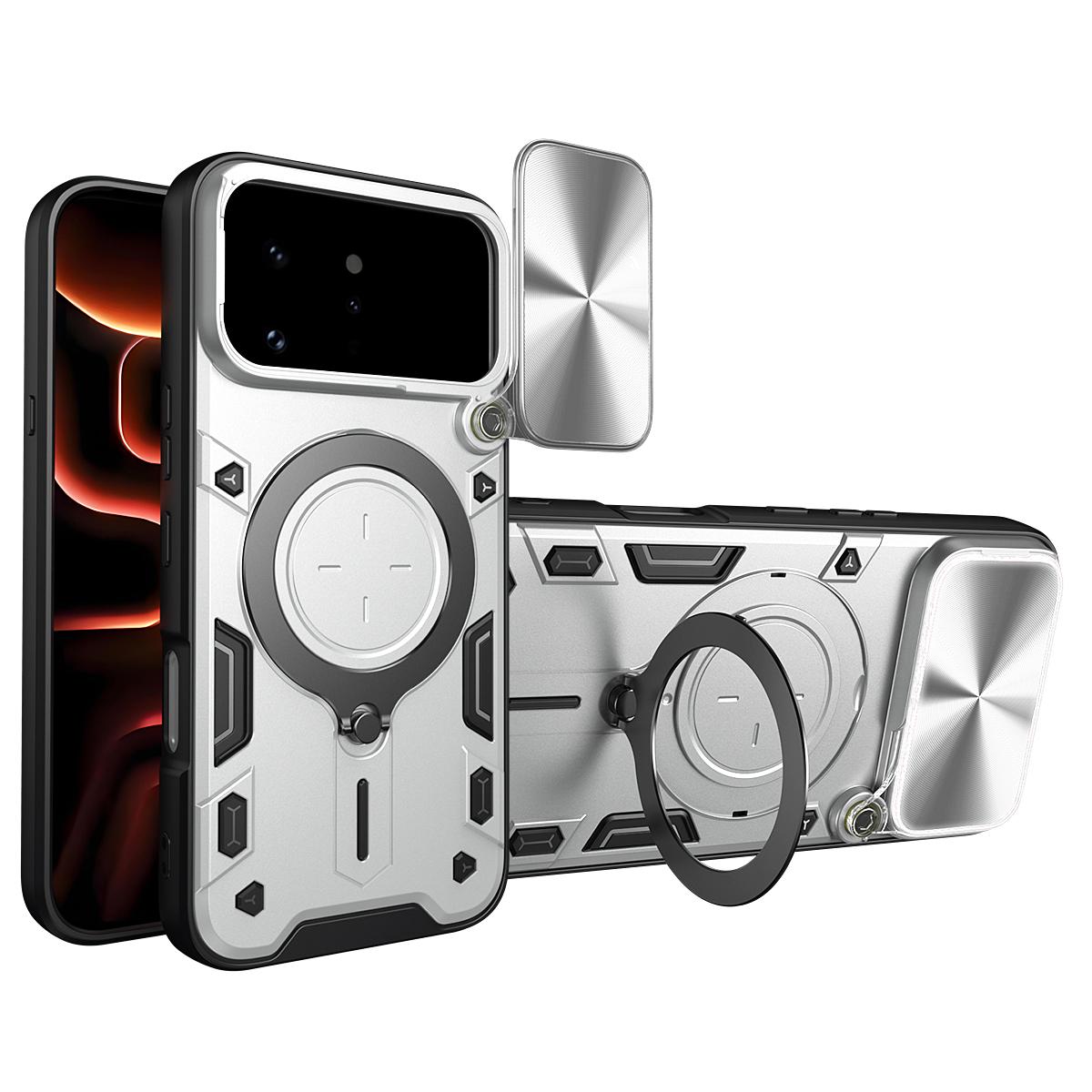 For Infinix Note 60 Ultra 5G CD Texture Sliding Camshield Magnetic Holder Phone Case - Silver - EDA004742718E