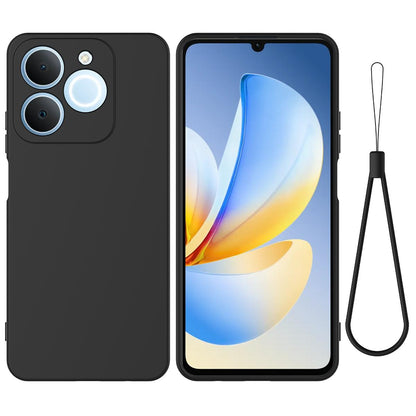 For Realme P4 Lite 4G Solid Color Liquid Silicone Dropproof Full Coverage Phone Case - Black - EDA004760167A