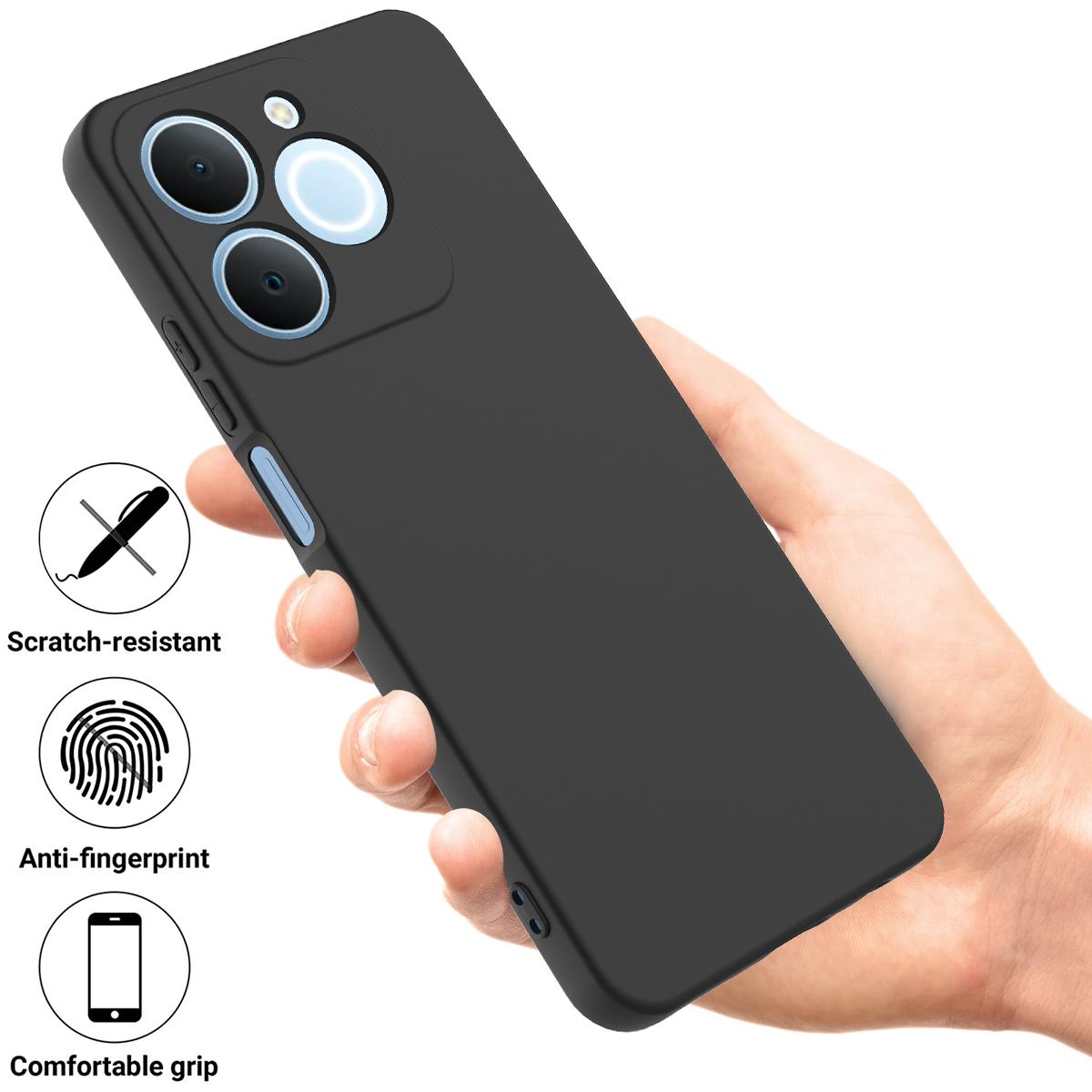 For Realme P4 Lite 4G Solid Color Liquid Silicone Dropproof Full Coverage Phone Case - Black - EDA004760167A