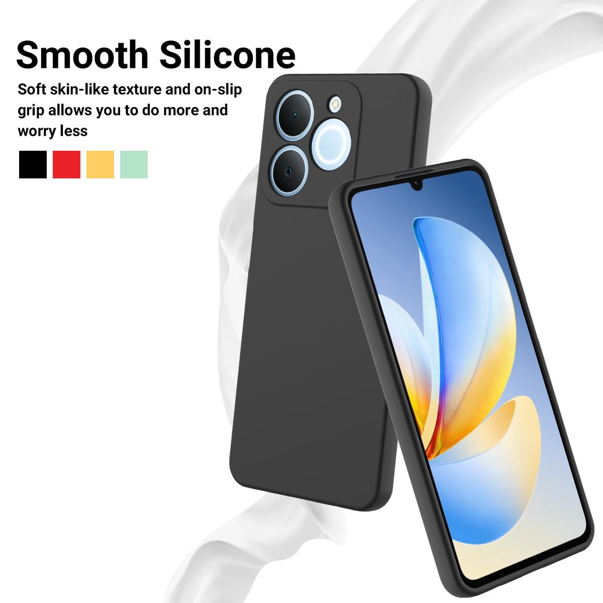 For Realme P4 Lite 4G Solid Color Liquid Silicone Dropproof Full Coverage Phone Case - Black - EDA004760167A