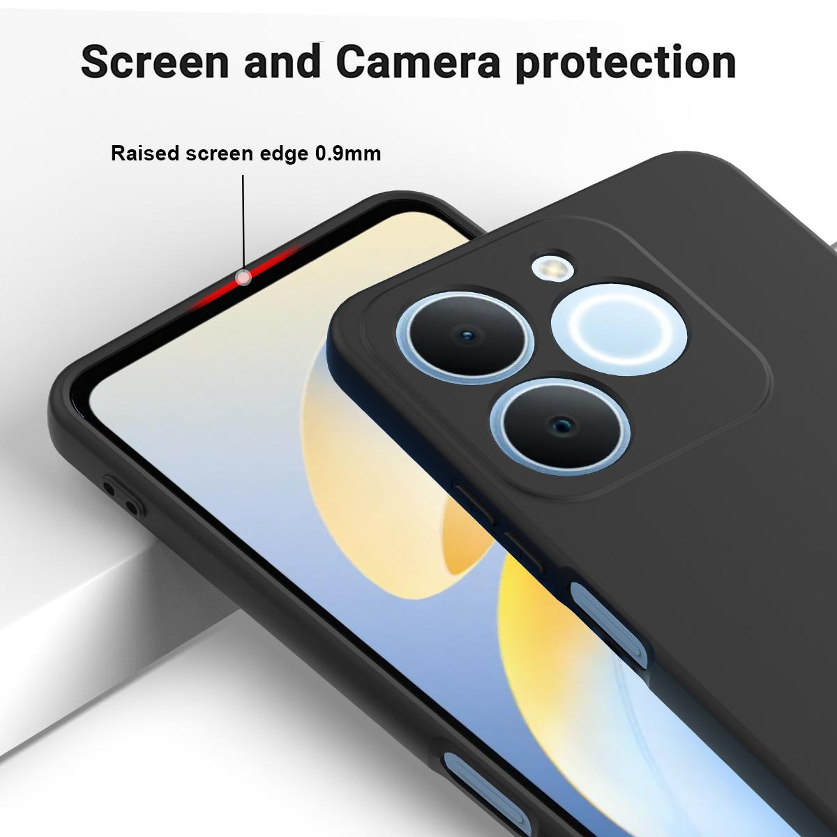 For Realme P4 Lite 4G Solid Color Liquid Silicone Dropproof Full Coverage Phone Case - Black - EDA004760167A