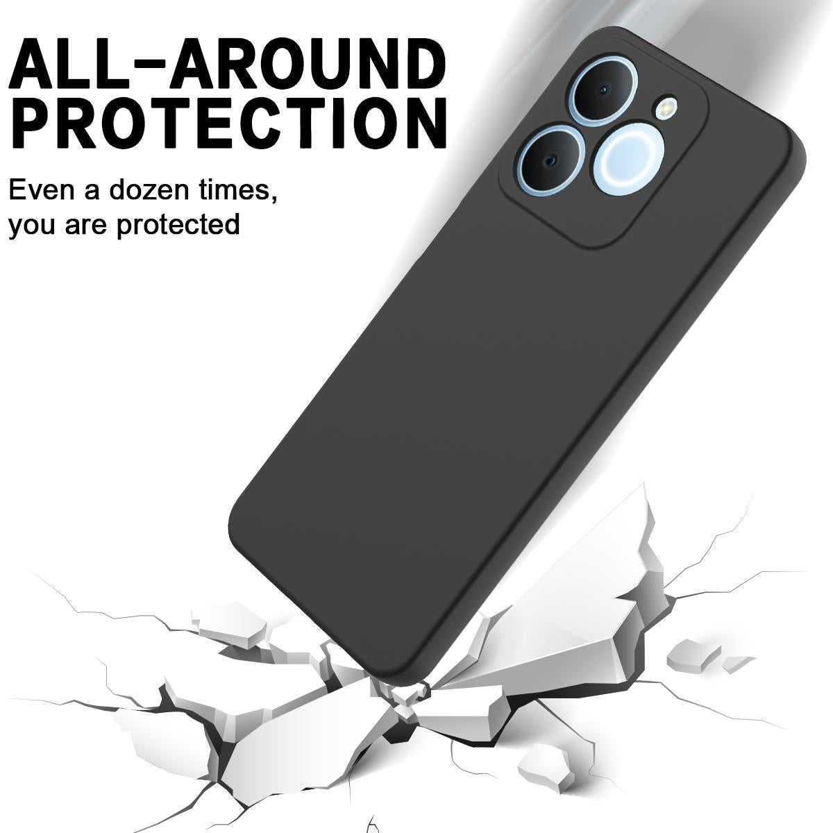 For Realme P4 Lite 4G Solid Color Liquid Silicone Dropproof Full Coverage Phone Case - Black - EDA004760167A