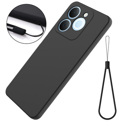 For Realme P4 Lite 4G Solid Color Liquid Silicone Dropproof Full Coverage Phone Case - Black - EDA004760167A
