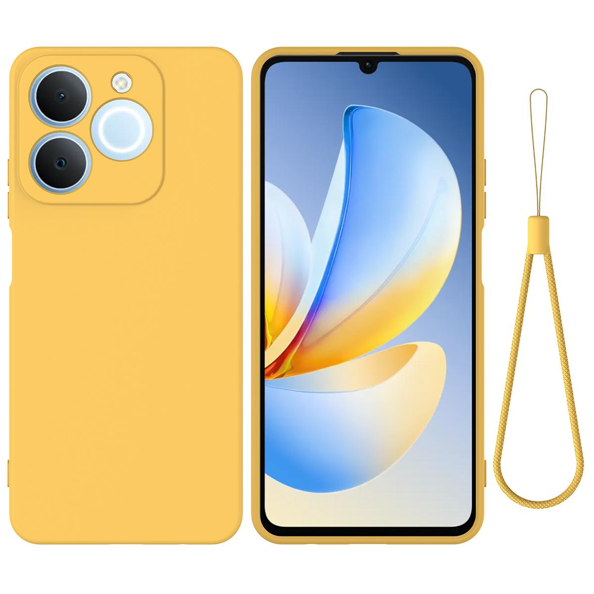 For Realme P4 Lite 4G Solid Color Liquid Silicone Dropproof Full Coverage Phone Case - Yellow - EDA004760167B