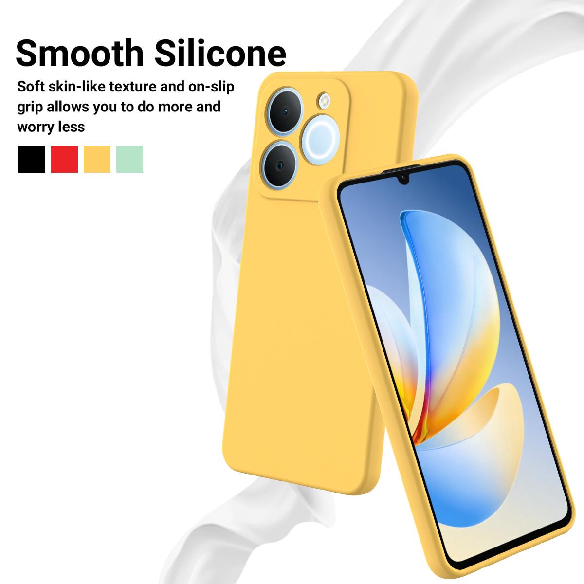 For Realme P4 Lite 4G Solid Color Liquid Silicone Dropproof Full Coverage Phone Case - Yellow - EDA004760167B
