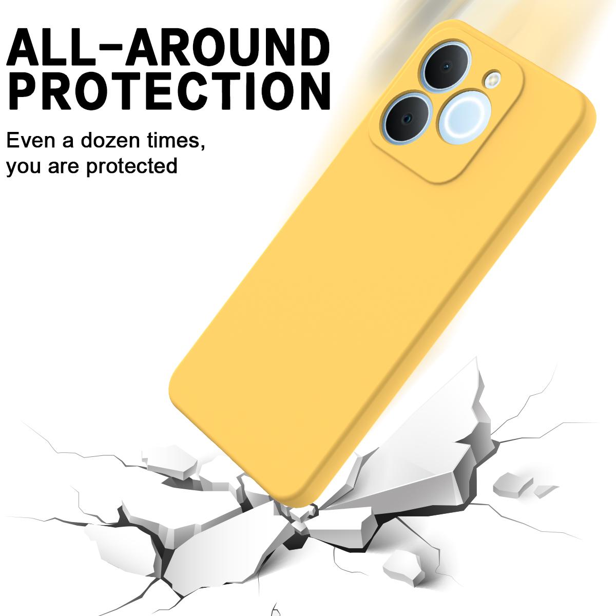 For Realme P4 Lite 4G Solid Color Liquid Silicone Dropproof Full Coverage Phone Case - Yellow - EDA004760167B