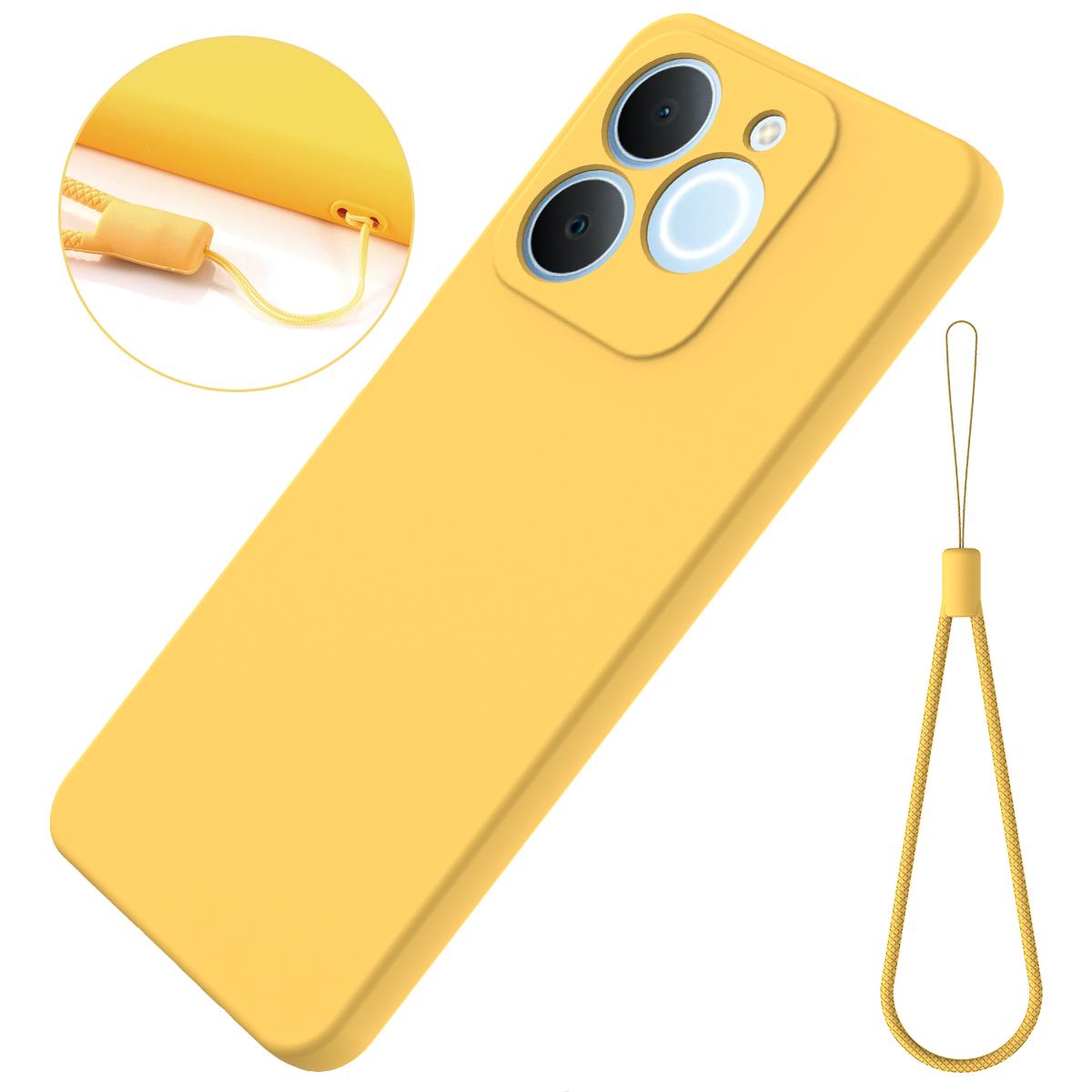 For Realme P4 Lite 4G Solid Color Liquid Silicone Dropproof Full Coverage Phone Case - Yellow - EDA004760167B