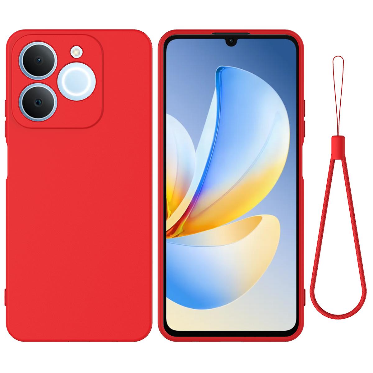 For Realme P4 Lite 4G Solid Color Liquid Silicone Dropproof Full Coverage Phone Case - Red - EDA004760167C
