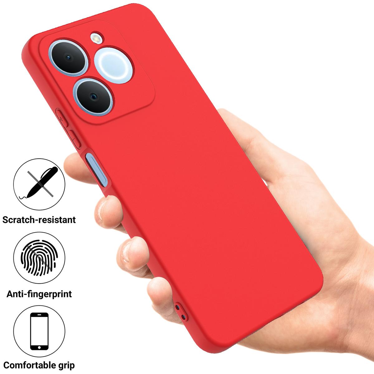 For Realme P4 Lite 4G Solid Color Liquid Silicone Dropproof Full Coverage Phone Case - Red - EDA004760167C