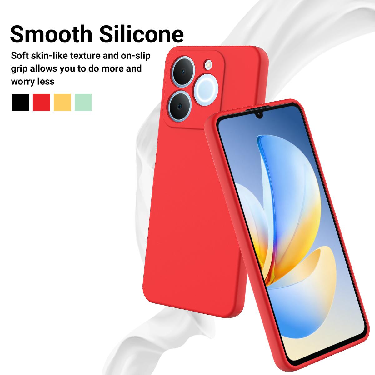 For Realme P4 Lite 4G Solid Color Liquid Silicone Dropproof Full Coverage Phone Case - Red - EDA004760167C