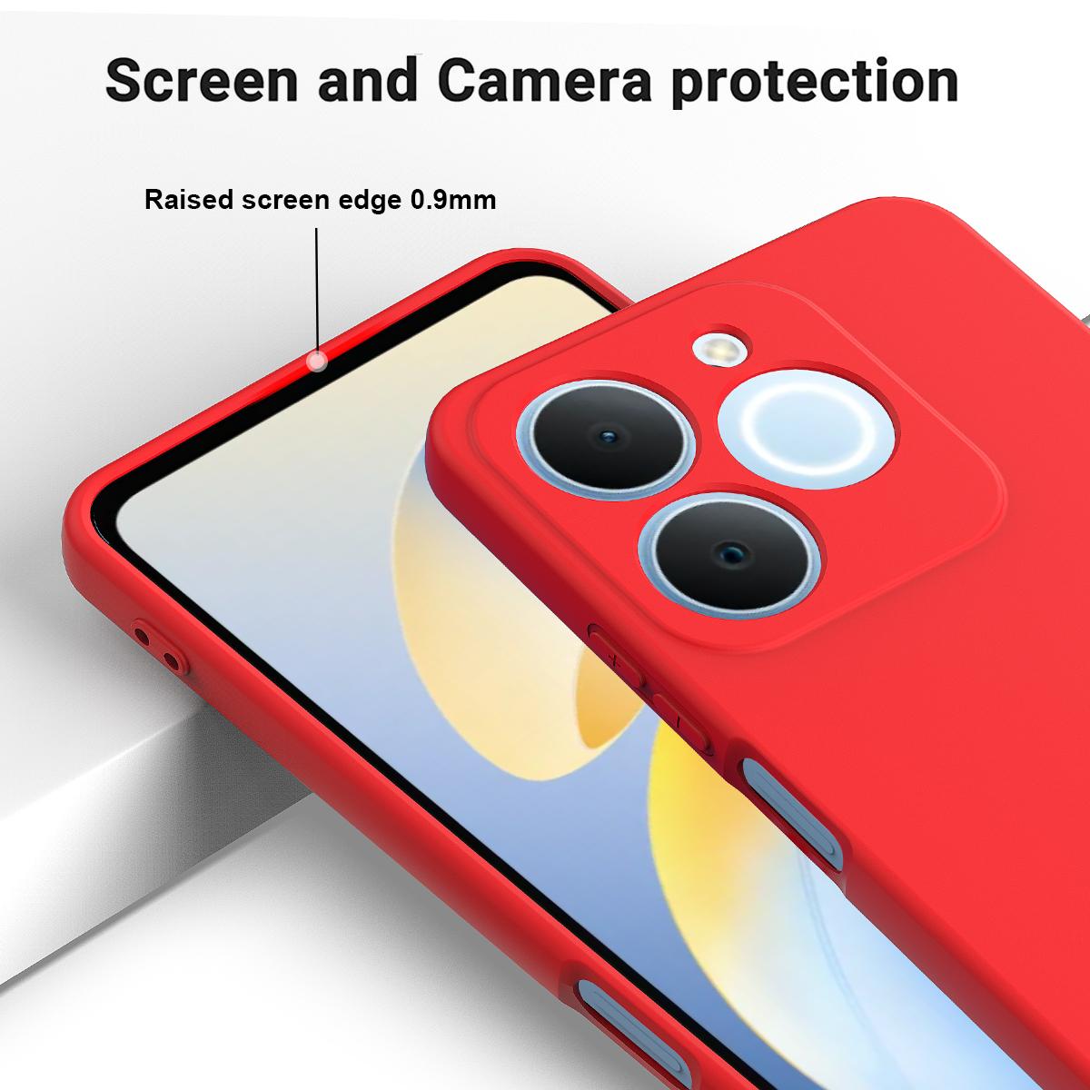 For Realme P4 Lite 4G Solid Color Liquid Silicone Dropproof Full Coverage Phone Case - Red - EDA004760167C