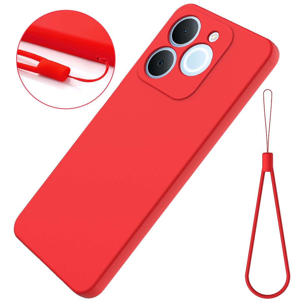 For Realme P4 Lite 4G Solid Color Liquid Silicone Dropproof Full Coverage Phone Case - Red - EDA004760167C