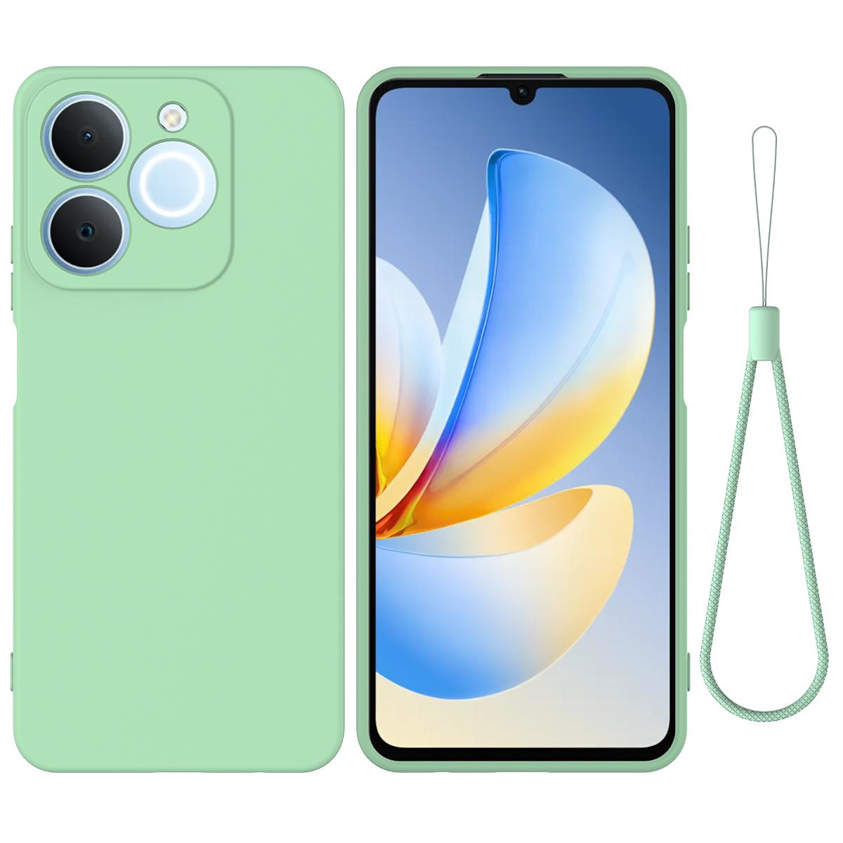 For Realme P4 Lite 4G Solid Color Liquid Silicone Dropproof Full Coverage Phone Case - Green - EDA004760167D