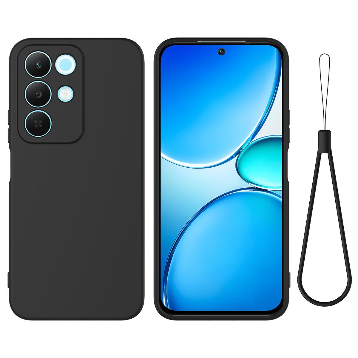 For Realme P3 Lite 5G Solid Color Liquid Silicone Dropproof Full Coverage Phone Case - Black - EDA004760168A