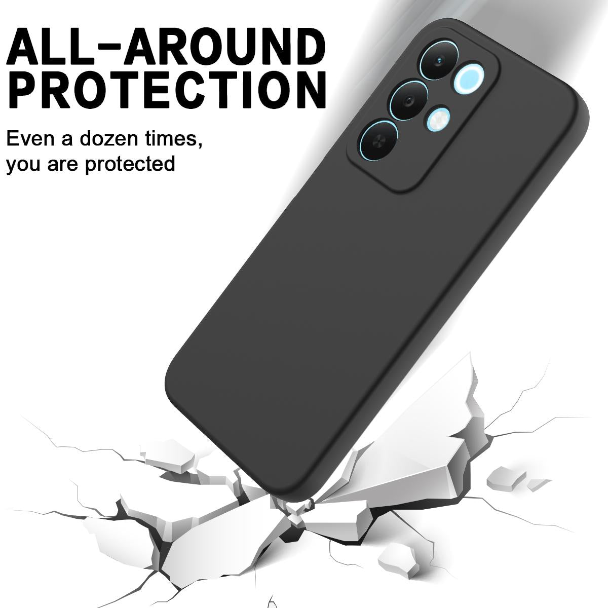 For Realme P3 Lite 5G Solid Color Liquid Silicone Dropproof Full Coverage Phone Case - Black - EDA004760168A