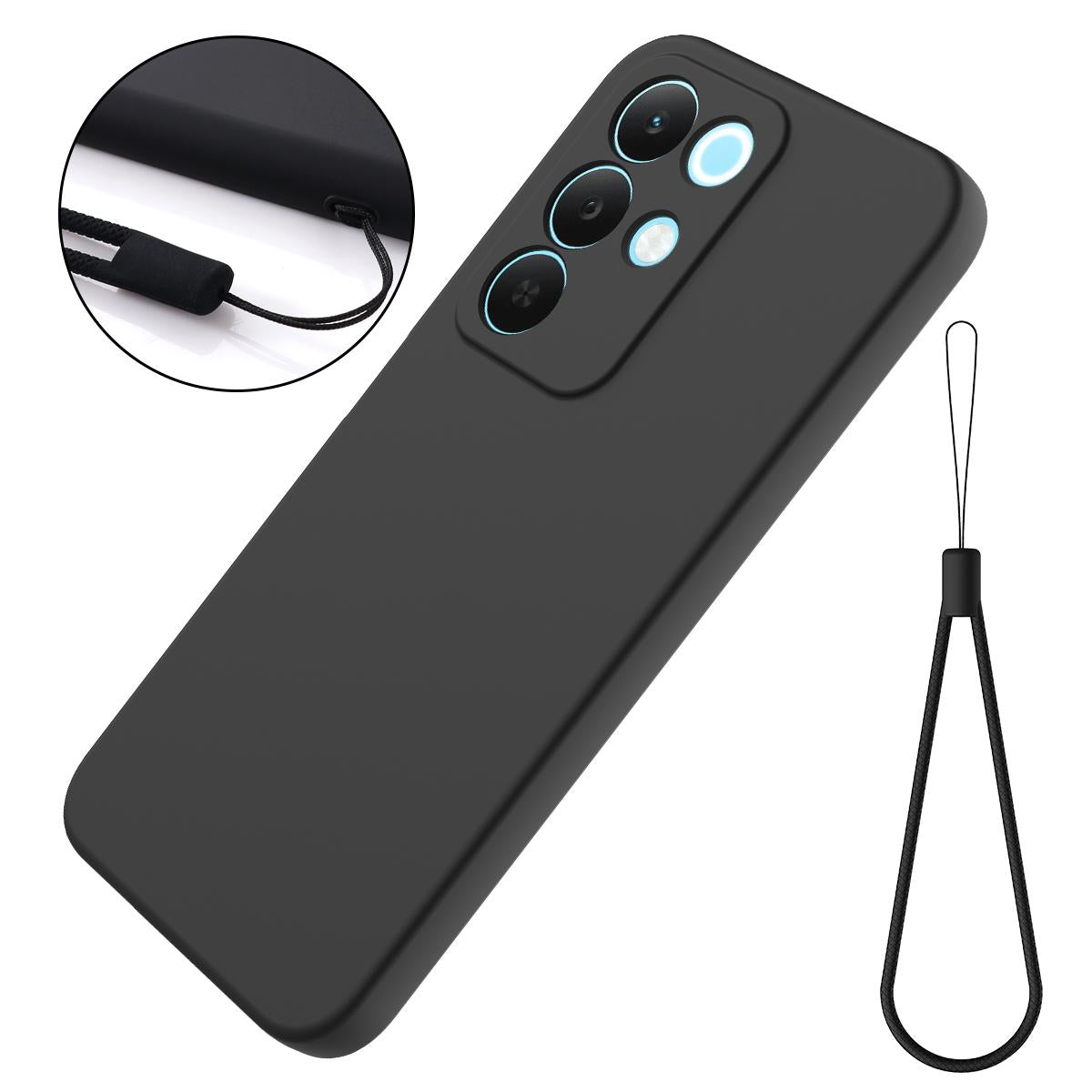 For Realme P3 Lite 5G Solid Color Liquid Silicone Dropproof Full Coverage Phone Case - Black - EDA004760168A