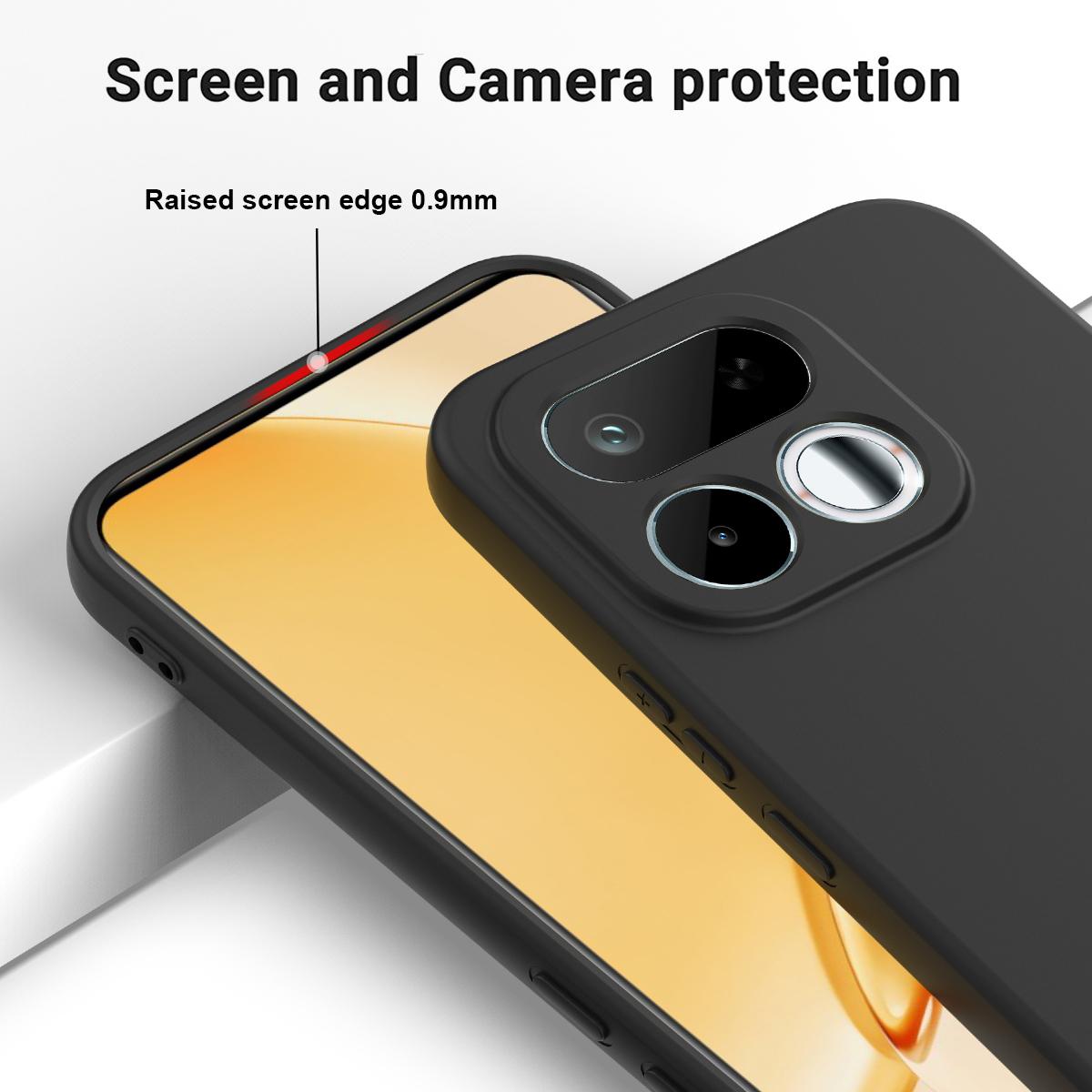 For Realme 16T 5G Solid Color Liquid Silicone Dropproof Full Coverage Phone Case - Black - EDA004760169A